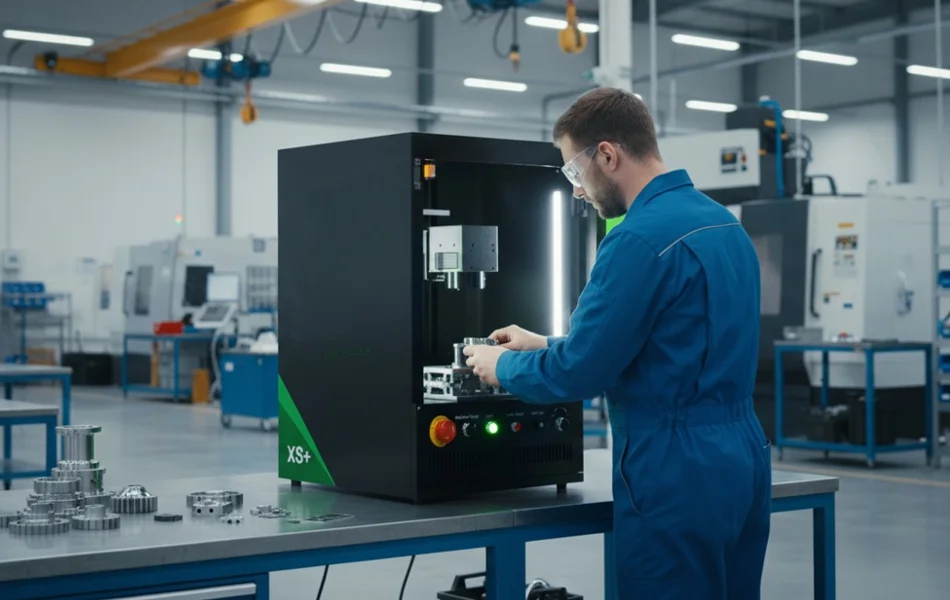 Fiber laser enclosure marking durable identification on metal nameplates